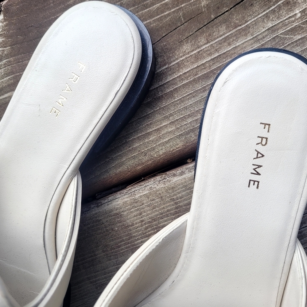 Frame Larchmont White Mules- size 7.5 or 8- EU38.5 - Picture 4 of 5